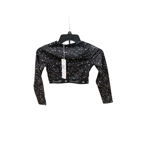 Sonneti Black & White Speckled Long Sleeve Cropped Top Girls Size 8/10 - Picture 2 of 4